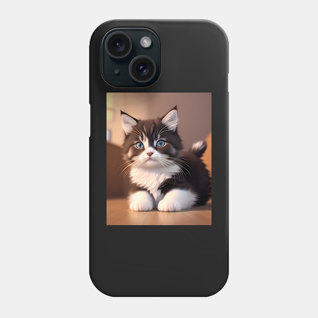 Adorable Kitten - Modern digital art Phone Case by Ai-michiart