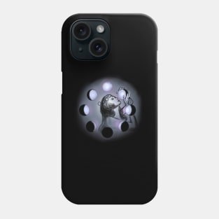 Woman Gazing at Phases of the Moon Phone Case