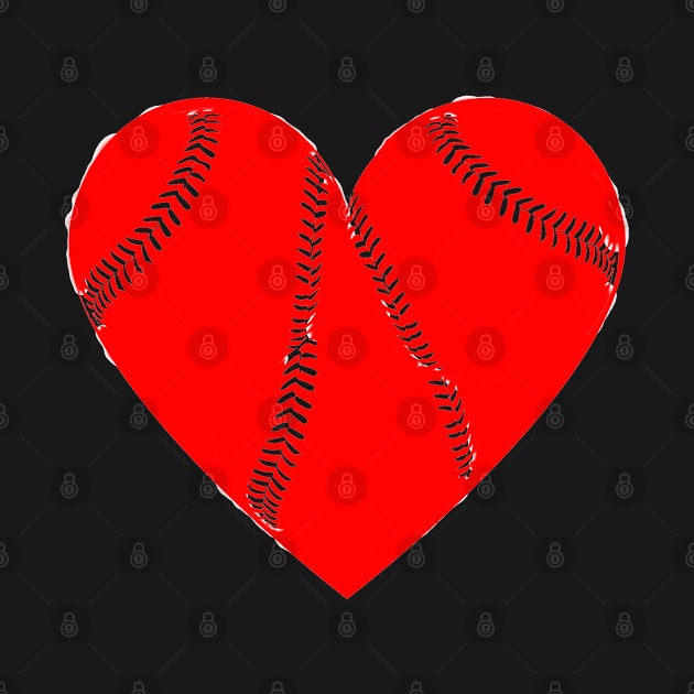 baseball red heart by mdr design