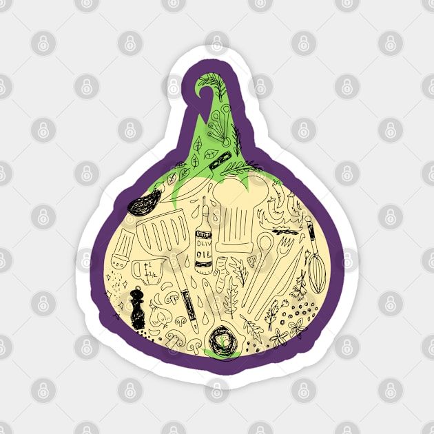 Chef Kitchen Details "Onion Doodles" Magnet by Boreal-Witch