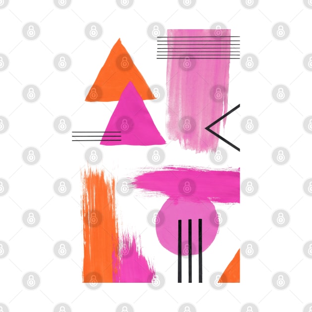 Abstract Composition in Pink and Orange by sallycummingsdesigns