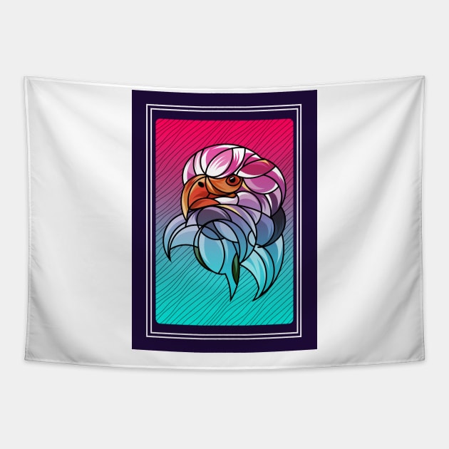 Colorful of eagle illustrations Tapestry by San Creative