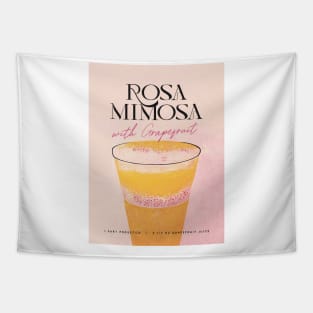 Rosa Mimosa Retro Poster with Grapefruit Bar Prints, Vintage Drinks, Recipe, Wall Art Tapestry