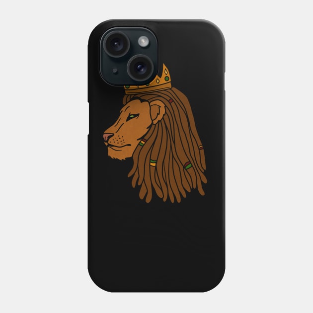 African Lion, Rasta, Dreadlocks, Lion with Crown Phone Case by dukito