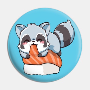 Racoon on sushi Pin