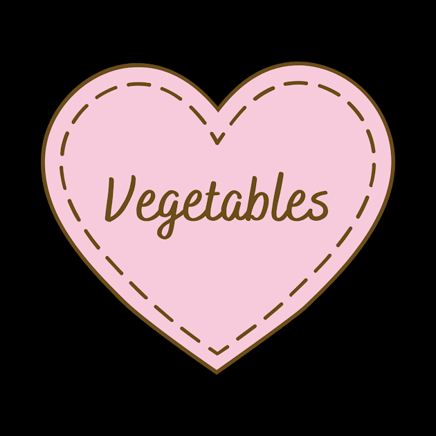 I Love Vegetables Simple Heart Design by Word Minimalism