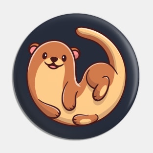 Cute Otter Cartoon Illustration Pin