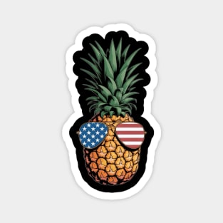 Patriotic Pineapple Sunglasses 4th of July Magnet