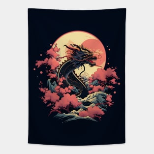 Japanese dragon with sun Tapestry