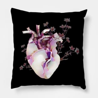 Heart Vintage retro aesthetic pink books lover poetry heart love romantic flowers spring music Pillow