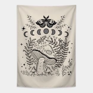 Cottagecore Mushroom Dark Academia Moon Phases Tapestry