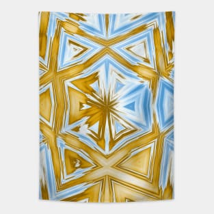 Bold abstract kaleidoscope in blue and beige Tapestry