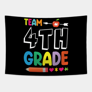 Team 4th Grade Student Senior Teacher Happy Back To School Tapestry