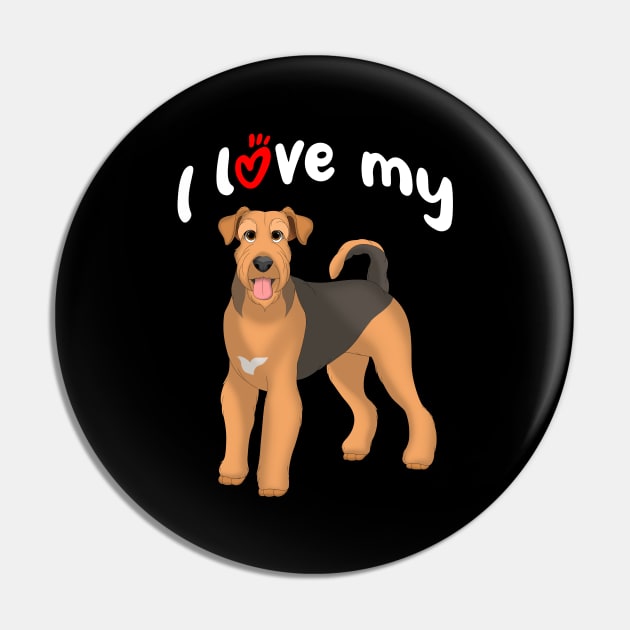 I Love My Airedale Terrier Dog Pin by millersye