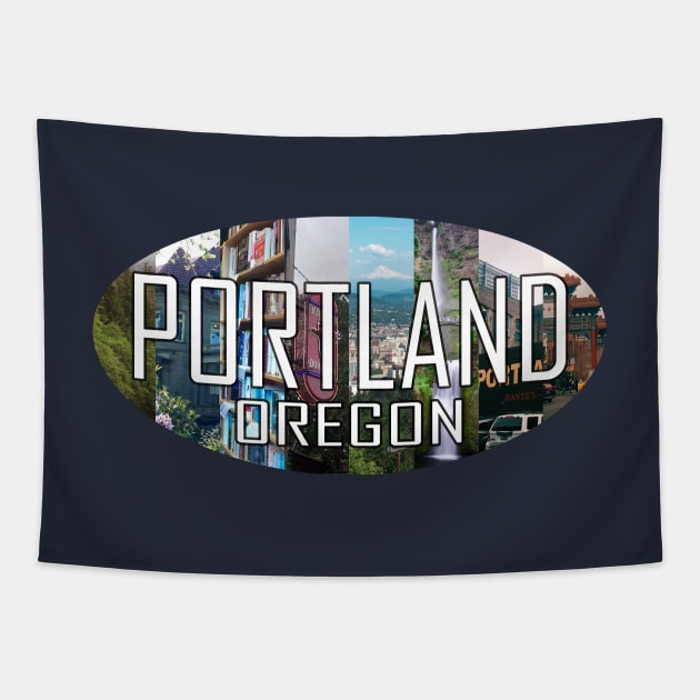 Portland Oregon Collage Tapestry by stermitkermit