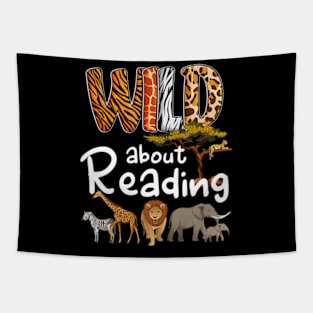 Wild About Reading Books Reader Lover Bookworm Librarian Tapestry