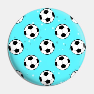 Football / Soccer Balls - Seamless Pattern on Sky Blue Background Pin