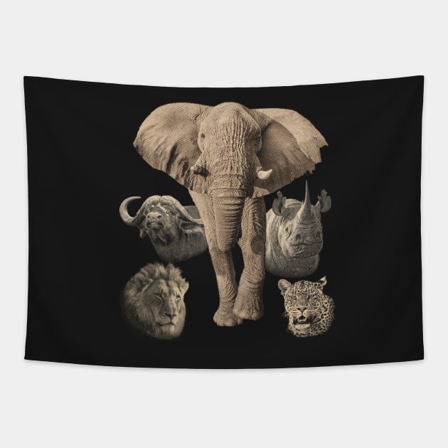 Big Five Africa Safari Tapestry by scotch