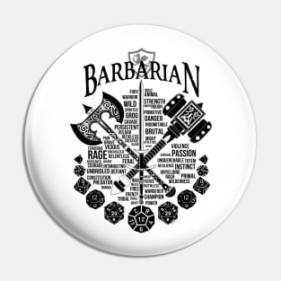 RPG Class Series: Barbarian - Black Version Pin