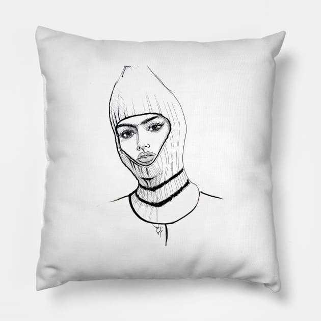 portrait fashion graphic art balaclava Pillow by kausofa