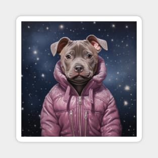 Staffy in Pink Jacket Magnet