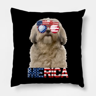 Merica Shih Tzu Dog American Flag 4Th Of July Pillow