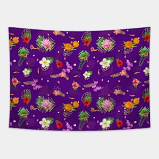 Tropical Leaves In Purple Tapestry