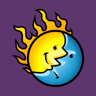 Gamer Sims Astrology Yellow Sun Moon Illustration T-Shirt