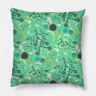 Green Floral Pattern Pillow