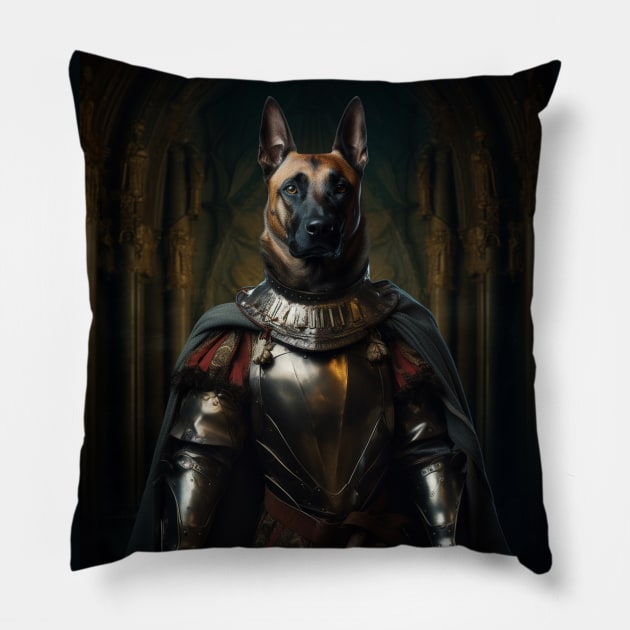 Gallant Belgian Malinois - Medieval Knight Pillow by HUH? Designs