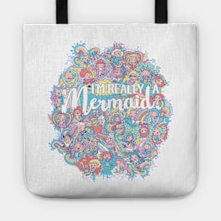 Colorful mermaid vector doodle pattern Tote