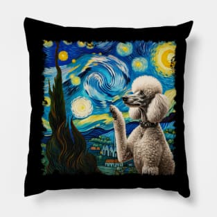 Pampered Pooches Poodle Parade, Dog Starry Night for Dog Lovers Pillow