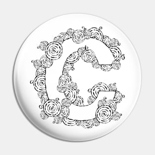 Letter C Vintage Swirl Art Pin