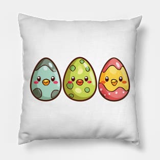 3 cute easter eggs happy easter Pillow