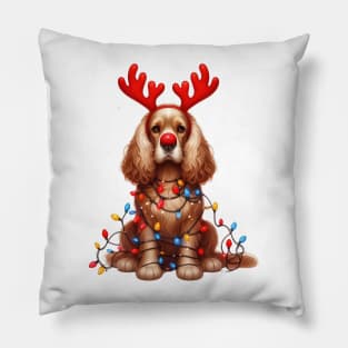 Christmas Red Nose Cocker Spaniel Dog Pillow