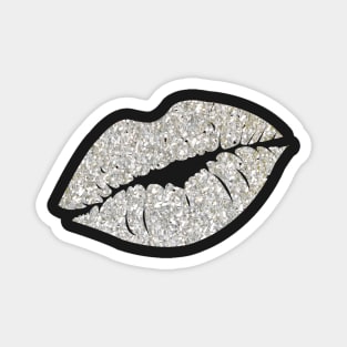 Silver Faux Glitter Lips Magnet