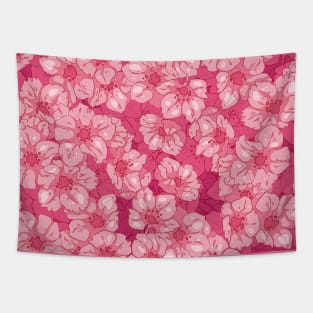 The cute pink sakura blossom flowers Tapestry