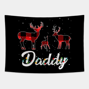 Daddy Reindeer Plaid Pajama Shirt Family Christmas Tapestry