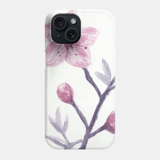 Watercolor Cherry Blossom Branch-- floral design, pastel, hand painted Phone Case by Inspirational Koi Fish