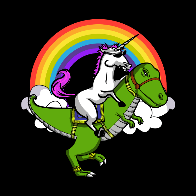 Unicorn Riding T-Rex Dinosaur by underheaven