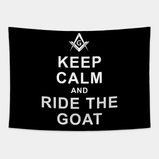 Keep Calm and Ride the Goat Masonic Freemason Tapestry