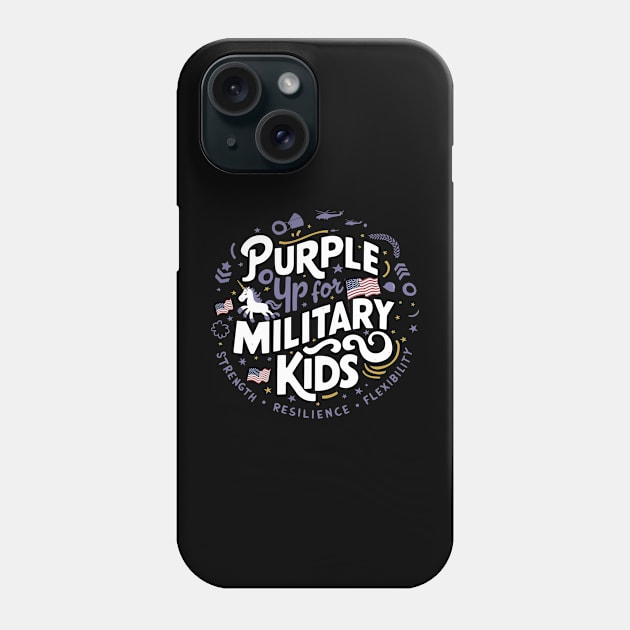 Purple Up For Military Kids Unicorn Women Girls Toddler Cute Phone Case by AimArtStudio