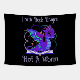 I'm a Book Dragon Not a Worm Funny Dragon Tapestry