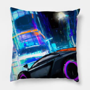 Sports car in Big City Pillow