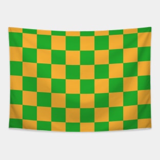 Checkerboard Square Seamless Pattern - Orange & Green Tapestry