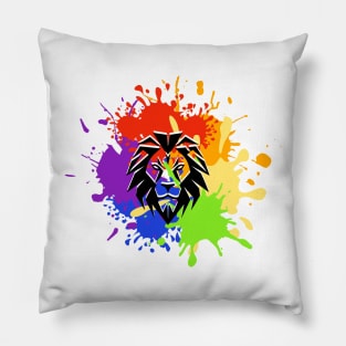 Lion Paint Splash Pillow