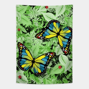 Blue and yellow butterflies Tapestry