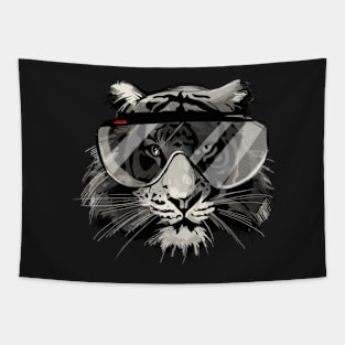 Thug Tiger With Swim Goggles animal art Tapestry