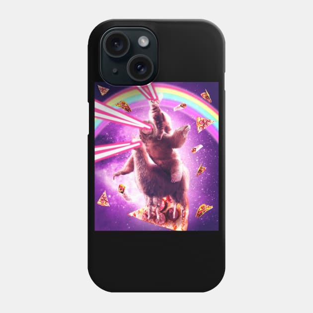 Laser Eyes Space Cat Riding Sloth, Llama - Rainbow Phone Case by Random Galaxy