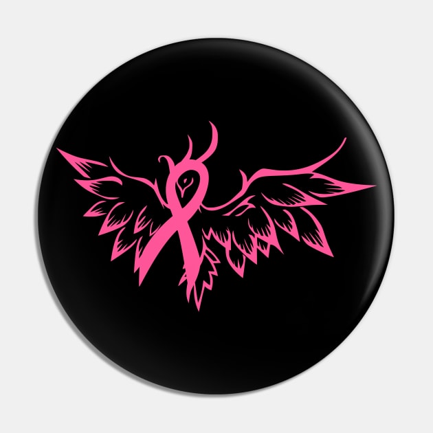 Beautiful Breast Cancer Awareness Bird Ribbon Pin by LaurenElin